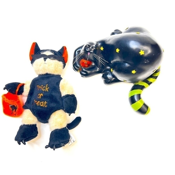 Halloween Trick or Treat Bear & Wooden Fat Cat - Picture 1 of 5